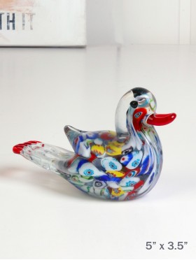 Glass Duck with Flowers